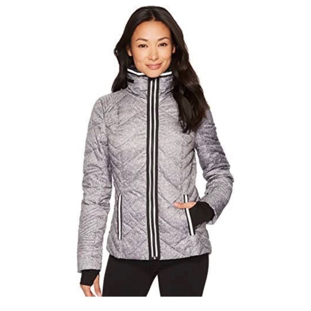 Blanc Noir Puffer Jacket With Reflective Trim NWT